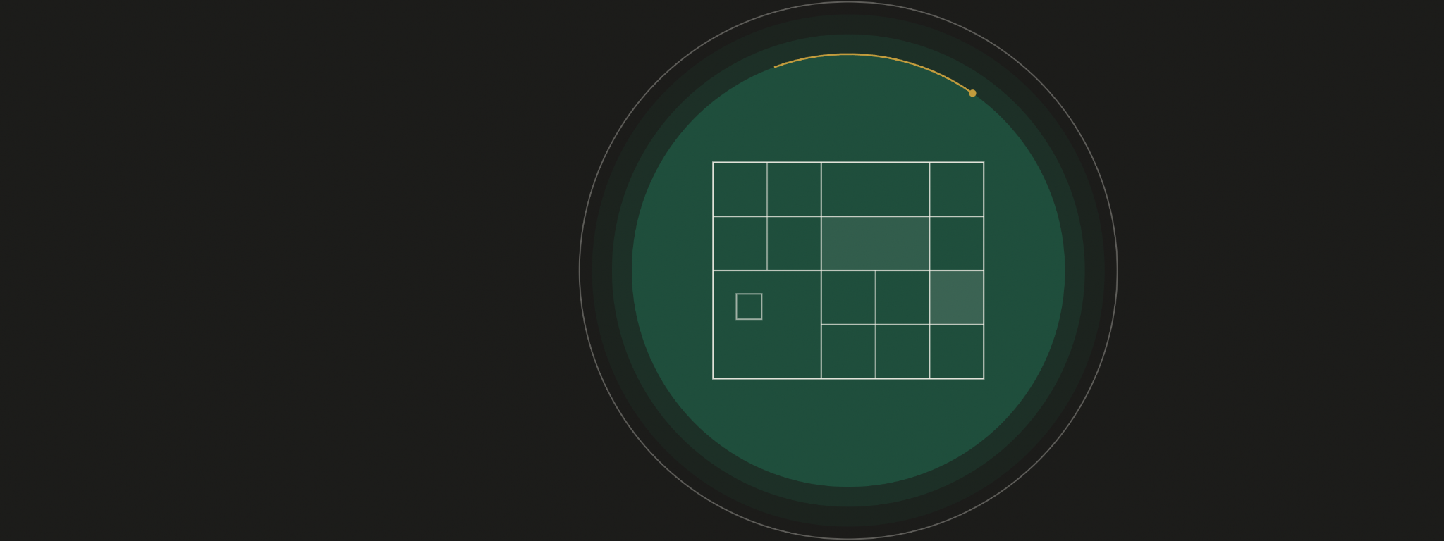 A complete circular system surrounding an organized grid